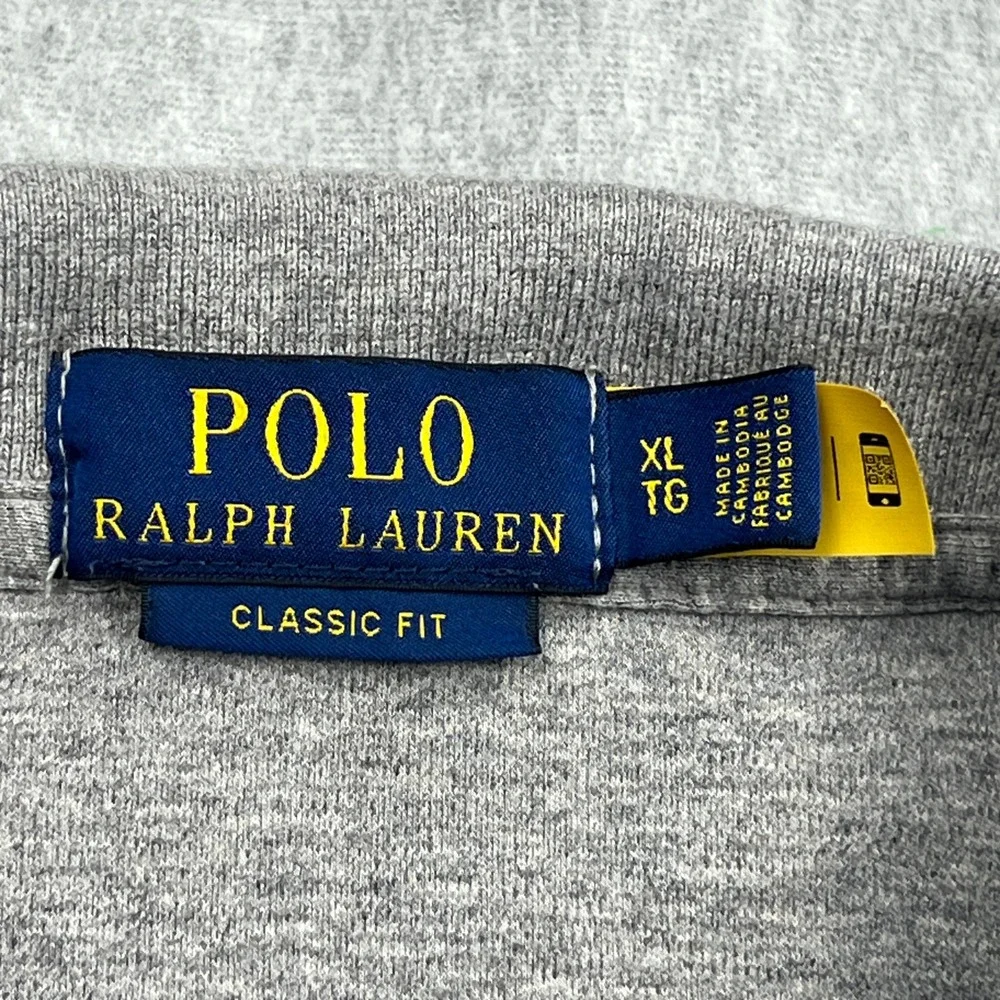 Polo Ralph Lauren Shirt Men XL Gray Heather Classic Flesh Pony Short Sleeve Knit
